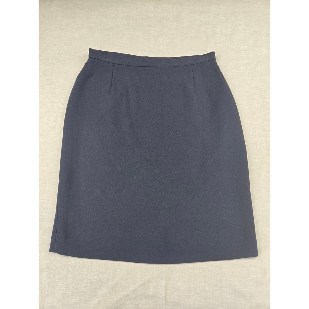 Casual Corner Navy Blue Pencil Skirt Lined Back Vent Size 6 Professional Office